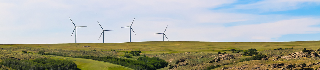 four windmills on a hill